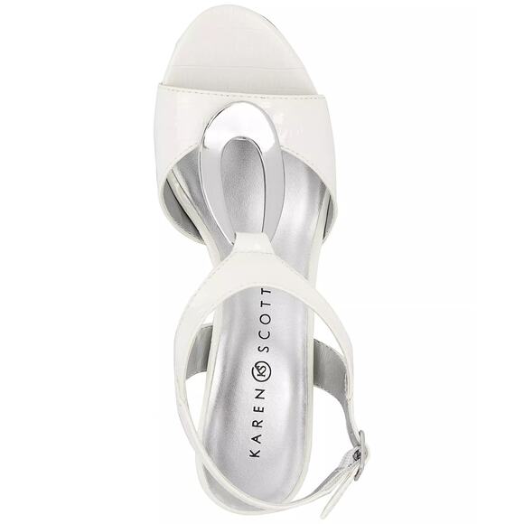 Karen Scott Women White Vegan Leather Danee Classic T-strap Dress Sandals Size 8 - Picture 3 of 6